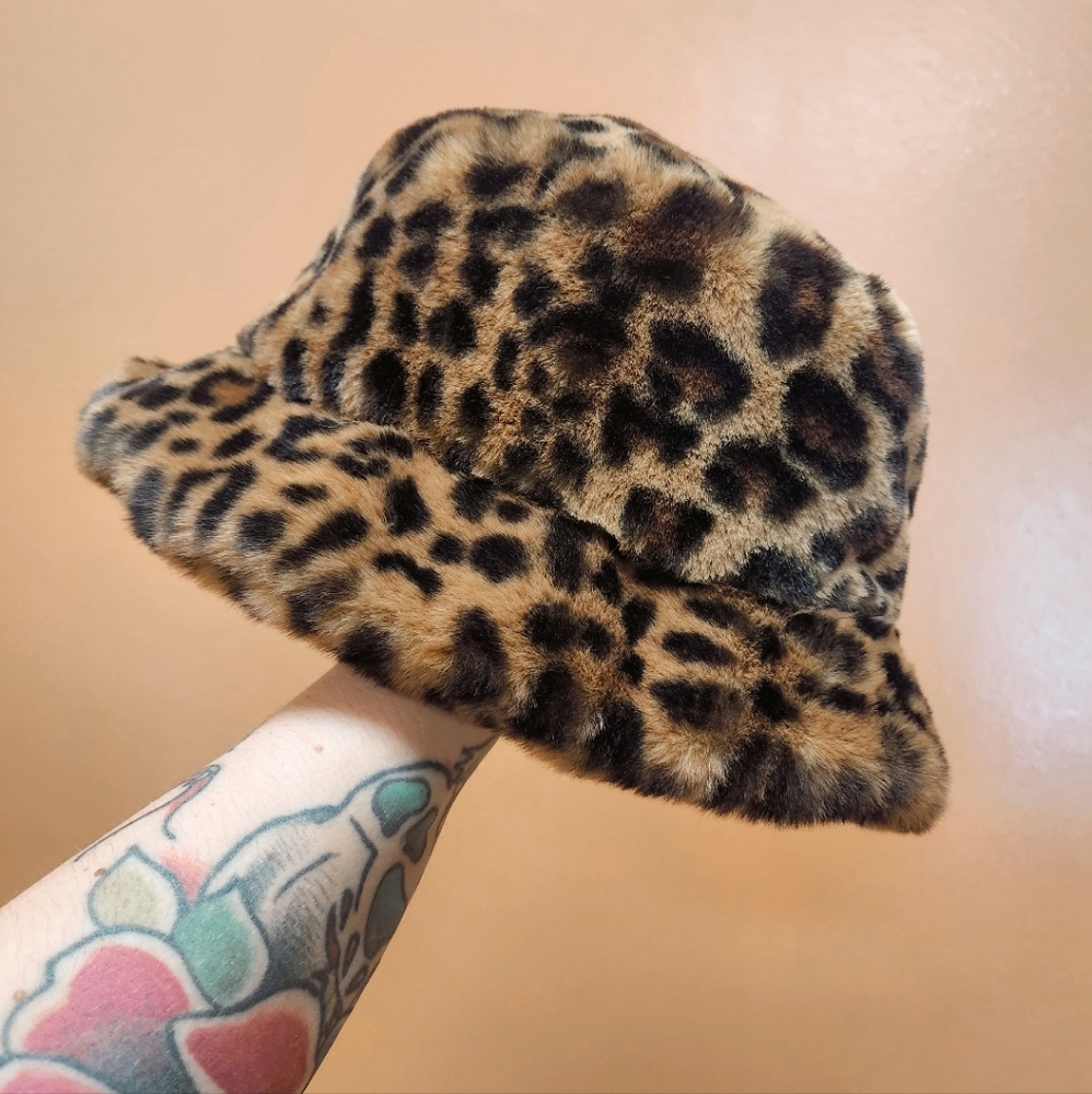 Faux Fur Animal Print Festival Bucket Hat